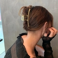 Large golden alloy metal hair claw clip for French style updo hairstyles for women - Straight Line Cross