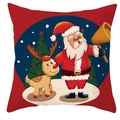 Square red Christmas pillowcase featuring Santa and reindeer with snowflake patterns - DRD247-9 (Santa and Reindeer)