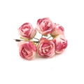 Artificial pink burnt edge rose bouquet with six lifelike silk flower heads for DIY crafts - Rose Red
