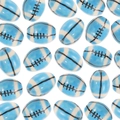 Rugby shaped ceramic spacer beads in blue and white stripes for DIY jewelry - Blue