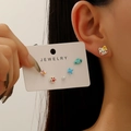 Cute fruit and cat themed stud earring set featuring colorful enamel designs for girls - Cat Star Flower (KWG-0707)