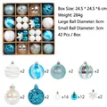42-piece blue and silver Christmas ball set with glitter and hollow out star ornaments - R2-9 Style