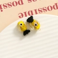 Cute yellow and black fish-shaped glass charms with gold glitter for DIY jewelry making - 3D Color Matching Fish / Bright Yellow and Black