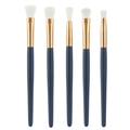 Professional 5-piece blue eye makeup brush set with soft white synthetic fiber bristles - 5 Pcs Eye Shadow Brushes