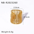 Minimalist 18k gold-plated stainless steel star shell ring in a caged hollow design - Vertical Striped Cage Style (NB-R2023260) / Gold