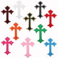Embroidered gothic cross patches set in various colors for clothes and DIY crafts - Set of 10 Assorted Colors (W22SZJ-45-YT)