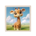 Educational 9-piece wooden puzzle featuring a cute cartoon giraffe for toddlers - Giraffe
