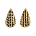 Teardrop earrings with micro-pave black cubic zirconia and golden finish base - Gold + Black