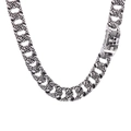 Silver retro skull pendant on a chunky Cuban link chain necklace for men - Silver Skull Texture Cuban Link Style (KN232323-KJX)