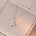 Elegant rotating heart clover zircon necklace set with silver finish in luxury gift box - Rotating Necklace (X0026) / Steel