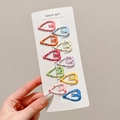Colorful 10-piece heart-shaped hair clips set with polka dots on white card - Heart Clips 10Pcs Set - 3.5cm