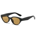 Occhiali da sole cat eye vintage con montatura nera spessa e lenti ambrate eleganti - Montatura Nera Lenti Tè