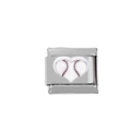 Italian charm link in 304 stainless steel featuring a white baseball heart design - Heart Baseball Style (000011-3)