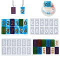 Silicone mold for rectangle resin tags with months and numbers for DIY jewelry and crafts - 60-740 (Number Month Combo)