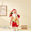 Standing Santa Claus doll in red sequined suit with golden gift bag and round glasses - 60CM