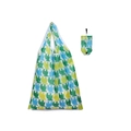 Foldable polyester shopping bag with green reindeer pattern and storage hook pouch - 16kg / 38*58cm / Reindeer (XC-34)
