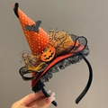 Cerchietto a cappello da strega Halloween con pois dorati pipistrello e zucca - Cerchietto / Cerchietto con Cappello Magico Zucca e Fiocco Arancione