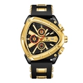 Orologio al quarzo LIGE da uomo con cassa triangolare dorata e cinturino in silicone - Nero Oro