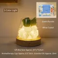 Green fluorite and white crystal stone aromatherapy lamp with wood base and gift box - Gift Box Set + Rechargeable Wireless Base (3-Color Dimming) / Green Fluorite + Clear Quartz