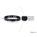 Pulsera de hombre en acero inoxidable negro pulido con cadena de 10mm y placa lisa - 10mm*19.5cm / Negro