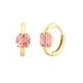 S925 silver needle hoop earrings with cushion cut pink zircon in golden finish - Cushion Cut Pink Zirconia Huggie Earrings