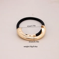 Black high-elastic hair tie with a gold C-shaped metal bow accent, 4.5cm outer diameter - #21-Smooth C-Shape