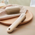 Minimalist cream beige cleaning brush set with soft bristles for shoes and laundry use - Shoe Brush + Laundry Brush Set / Cream
