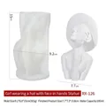 Silicone mold of girl with hat and white plaster finished sculpture for DIY candles - Girl with Hat Propping Face RX-126