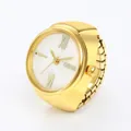 Elegant gold-tone ring watch with Roman numerals and white dial on a flexible band - Large MOP Dial Gold