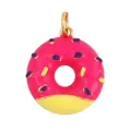 Ciondolo a forma di ciambella rosa e gialla smaltata con anello dorato per gioielli DIY - Ciambella Rosa Giallo Viola (AAF6703-1)