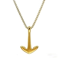 Polished golden anchor pendant necklace with a minimalist retro nautical design - Gold Anchor Style (D0703)
