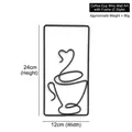 Black minimalist iron coffee cup wall art decor 12x24cm modern metal line design - Style C / Black