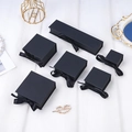 Black matte jewelry gift box set with elegant ribbon bows in various sizes - Classic Black (with Inner Support) / 5*5*3.5CM