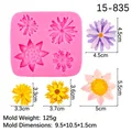 Stampo in silicone rosa per margherite con quattro cavità diverse per cioccolato - 2# Rosa