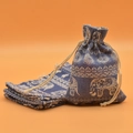 Blue cotton linen drawstring sachet bag with white elephant print for jewelry gifts - Blue Elephant