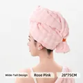 Absorbent rose pink microfiber hair towel wrap in 28x75CM size for quick drying hair - Bubble Fleece Swallowtail / 28*75cm / Rose Pink