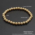 6mm gold-plated stainless steel bead bracelet with 32 spheres and polished finish - 6mm/32 Beads / Gold