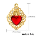 Detail view of heart ruby crown pendant with measurements 1.7x2.4cm and weight 2.4g - A0038 Hollow Carved Heart