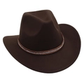 Detailed side view of deep brown felt cowboy hat featuring studded band and curved brim - One Size / Coffee