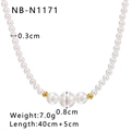 Dettaglio della collana con perla da 0,8cm e catena dorata con 40cm più 5cm di estensione - Collana di Perle (NB-N1171) / Oro 18K