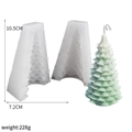 Christmas tree silicone mold for DIY candles showing mold structure and finished product - Small Cedar Tree - Split Mold / Milky White