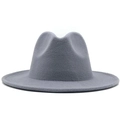 Macro detail of high-quality grey felt texture and classic pinch front on this fedora hat - Gray