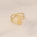 Detail of gold double-layer star and sunburst pendant ring on marble background - Star Sun Double Layer Style (9#)