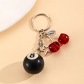 Llavero creativo de resina con bola de billar n.º 8, cerezas y dije de estrella - Llavero Blanco