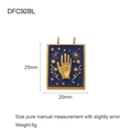 Detail of tarot pendant showing 25mm height and 20mm width dimensions and 6g weight - DFC92 (Small) / Blue