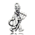 Antique silver devil pendant with trident for DIY Halloween jewelry making - 10868-Devil with Fork