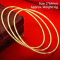 Three-piece set of thin gold textured bangles in Vietnamese sand gold style - 64mm / Style 4