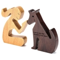 Handcrafted wooden sculpture of a person and dog with forever in my heart engraving - 001# Human and Dog