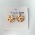 Vintage 18K gold-plated stainless steel stud earrings with woven texture on card - Circular Weave / 18K Gold