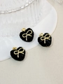 Drei schwarze Zuckerherz-Anhänger mit goldenen Schleifen für DIY-Schmuckherstellung - Schwarz